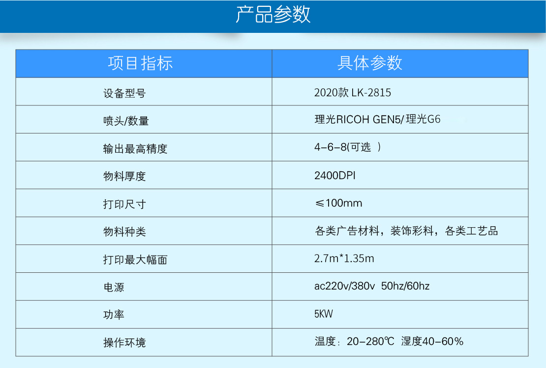 UV打印機技術參數(shù)